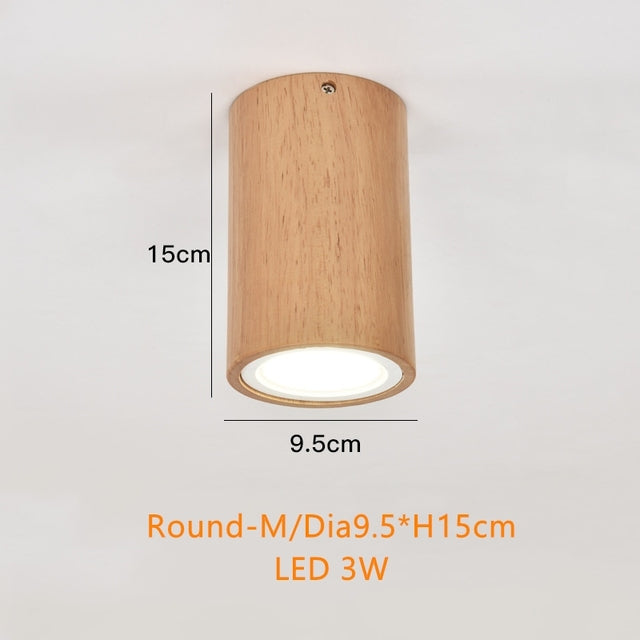 Spot scandinave LED circulaire en bois Rogely - vue 7 sur 11