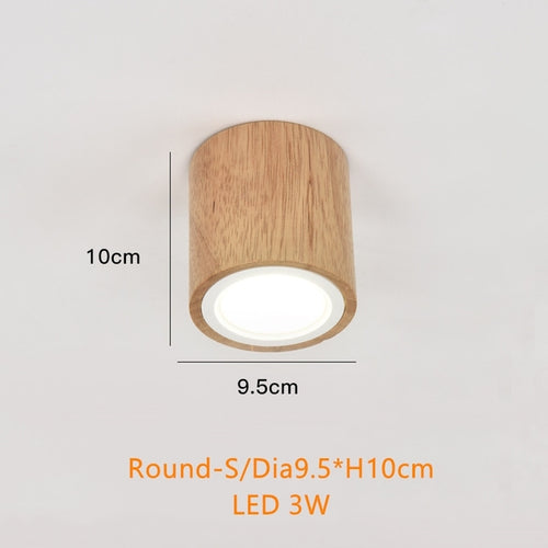 Spot scandinave LED circulaire en bois Rogely - vue 6 sur 11