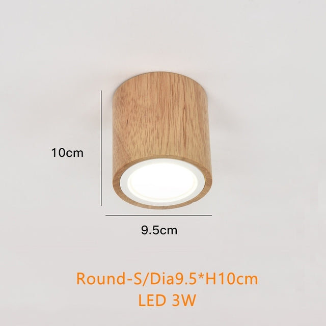 Spot scandinave LED circulaire en bois Rogely - vue 5 sur 11