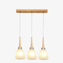 Suspension design en bois LED avec abat-jour arrondi en verre Creative