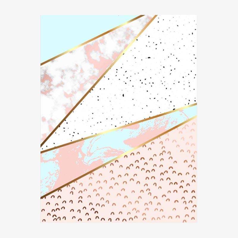 Tapis rectangle rose et doré style géométrique