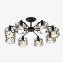 Plafonnier vintage noir avec lampes en cage