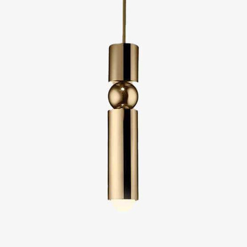 Suspension design LED tube doré avec boule