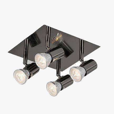 Plafonnier à spots LED dirigeables chromé Satin
