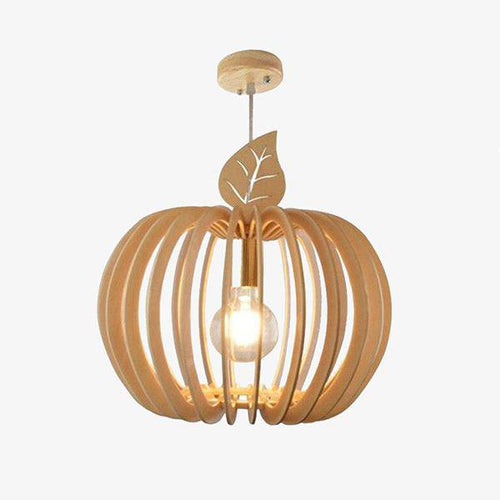 Suspension moderne LED ronde en bois style Ouovo