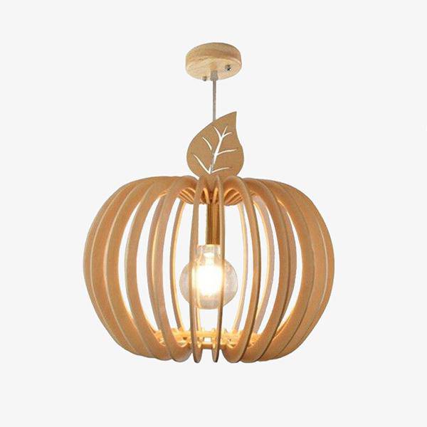 Suspension moderne LED ronde en bois style Ouovo - vue 2 sur 6