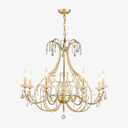 Lustre baroque LED doré avec ampoule en verre cristal rétro - vue 2 sur 6