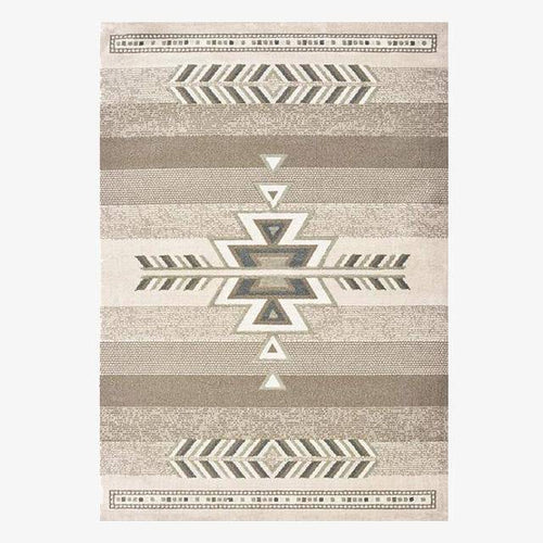 Tapis rectangle marron et beige style Japonais A