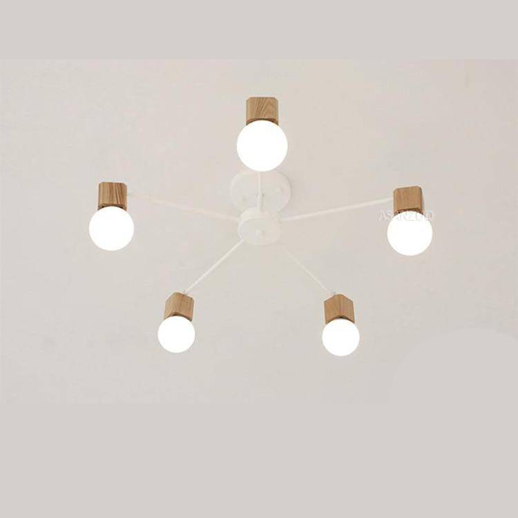 Plafonnier LED en bois et métal à une ou plusieurs lampes