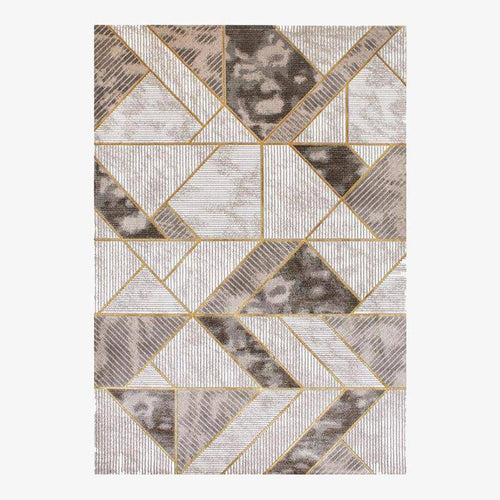 Tapis rectangle aux formes géométriques grises Shen