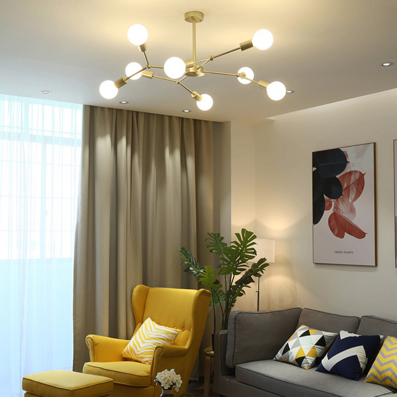 Lustre industriel LED avec plusieurs branches métalliques Rally