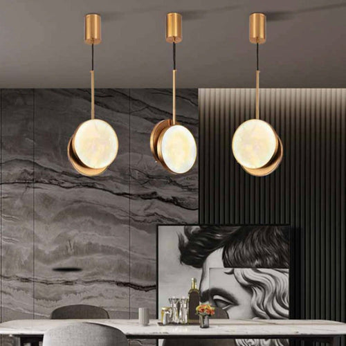 Suspension moderne LED en forme de pièce effet marbre Alhena - vue 5 sur 5