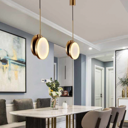 Suspension moderne LED en forme de pièce effet marbre Alhena - vue 2 sur 5