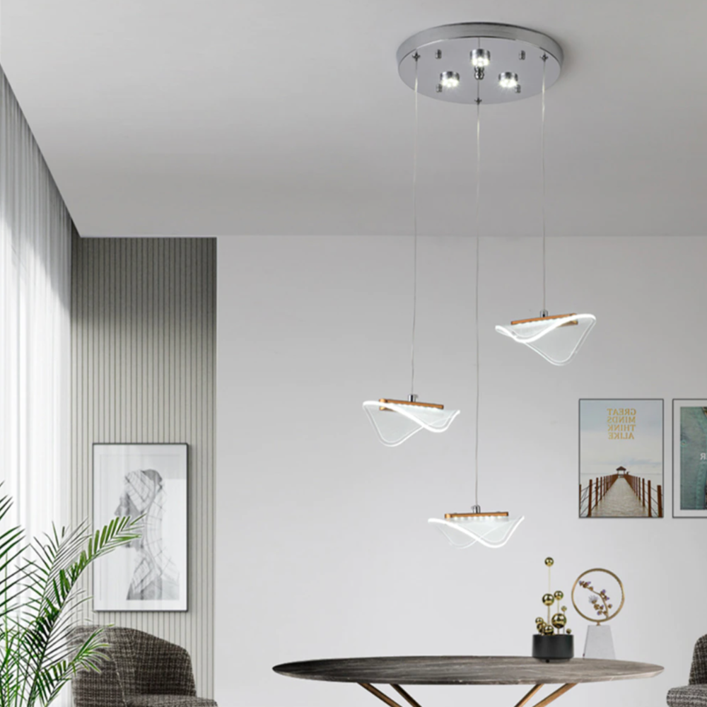 Lustre moderne LED avec abat-jour blanc et arrondi Astrid - vue 3 sur 7