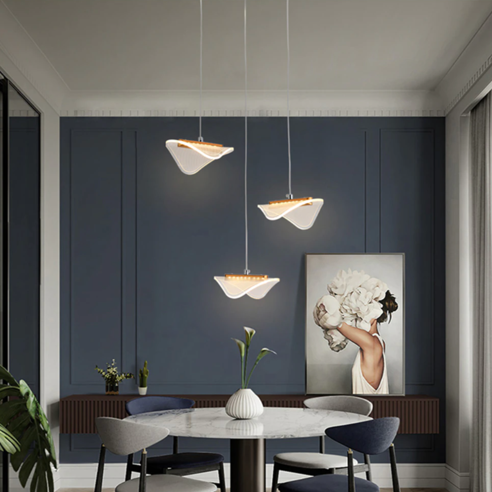 Lustre moderne LED avec abat-jour blanc et arrondi Astrid - vue 2 sur 7