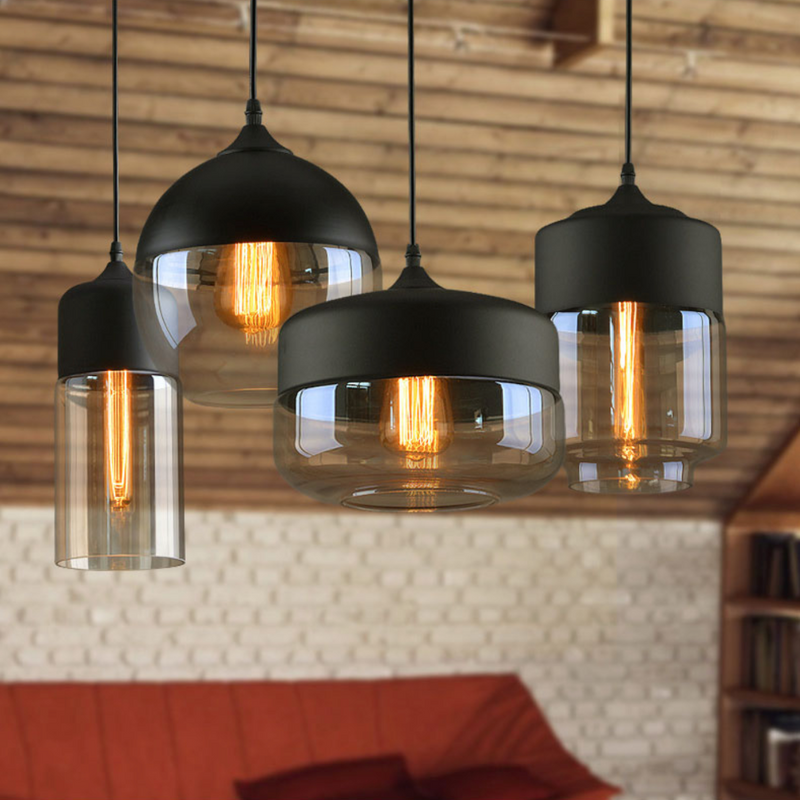 Suspension moderne design en verre et métal Loft