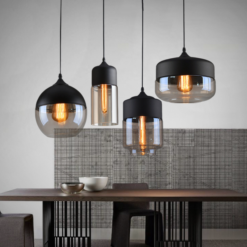 Suspension moderne design en verre et métal Loft