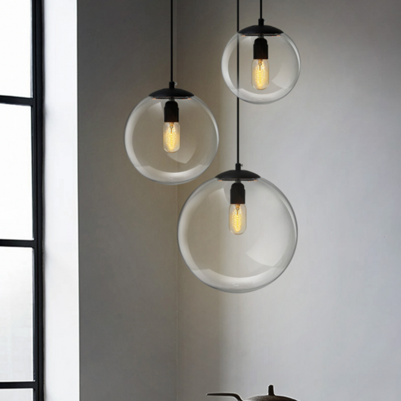 Suspension LED boule en verre Living