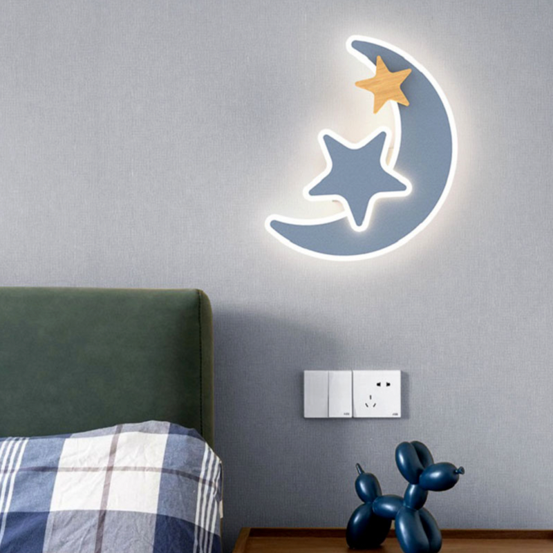 Applique murale moderne LED avec lune pour enfant Bowie