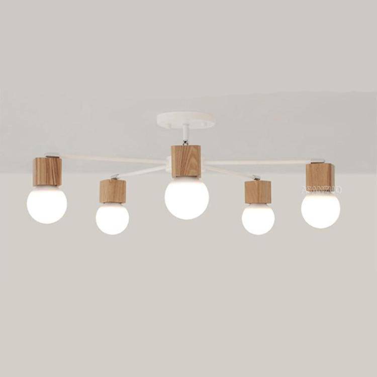 Plafonnier LED en bois et métal à une ou plusieurs lampes