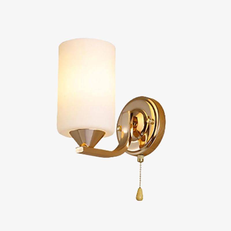 Applique murale chromée doré et abat-jour cylindrique Sconce