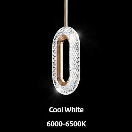 Suspension moderne LED forme ovale et dorée Elaia - vue 10 sur 12