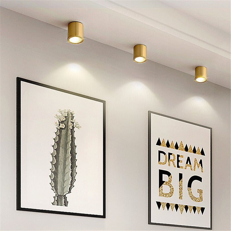 Spot moderne LED cylindrique en métal doré Tarm