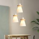 Suspension scandinave LED abat-jour en verre et en bois Kaylie