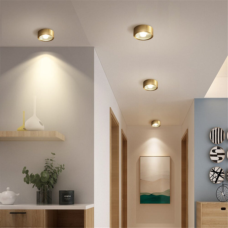 Spot moderne LED cylindrique en métal doré Tarm