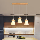 Suspension scandinave LED abat-jour en verre et en bois Kaylie
