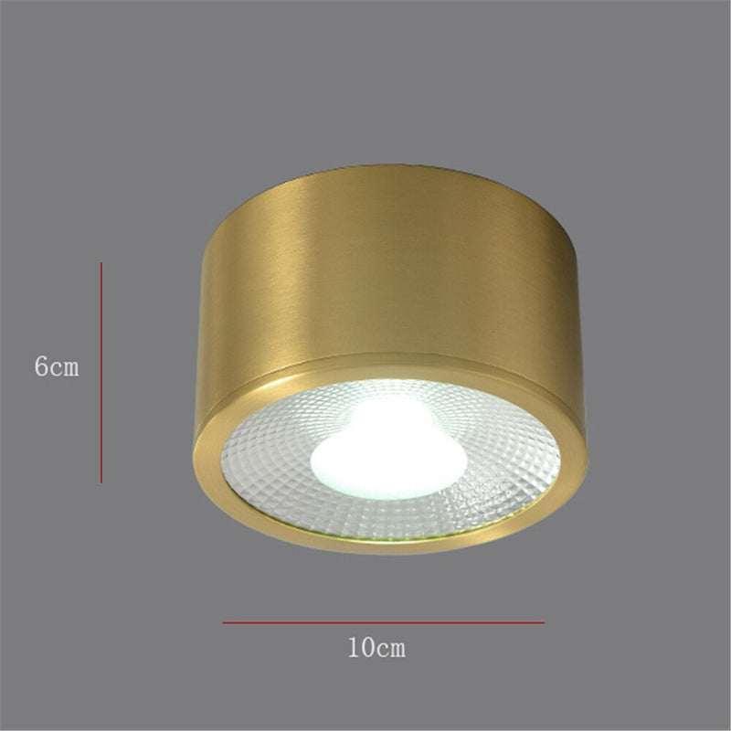 Spot moderne LED cylindrique en métal doré Tarm
