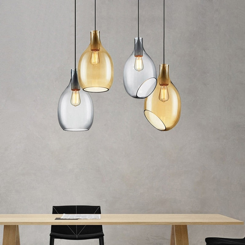 Suspension nordic avec abat-jour en verre Halek - vue 5 sur 9