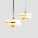 Suspension moderne LED opale blanche et doré Rinna