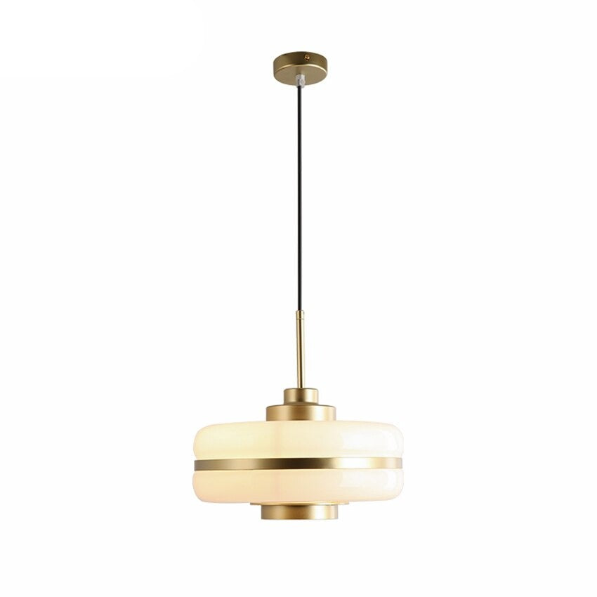 Suspension moderne LED opale blanche et doré Rinna - vue 5 sur 7