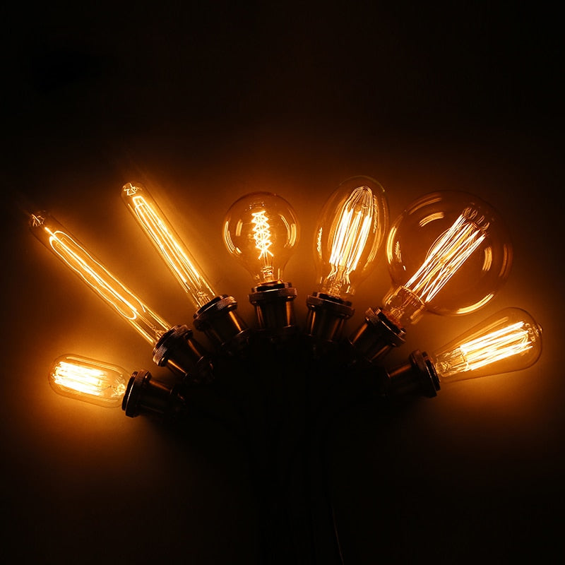 Ampoule gros tube à incandescence filament vintage 40W Edison