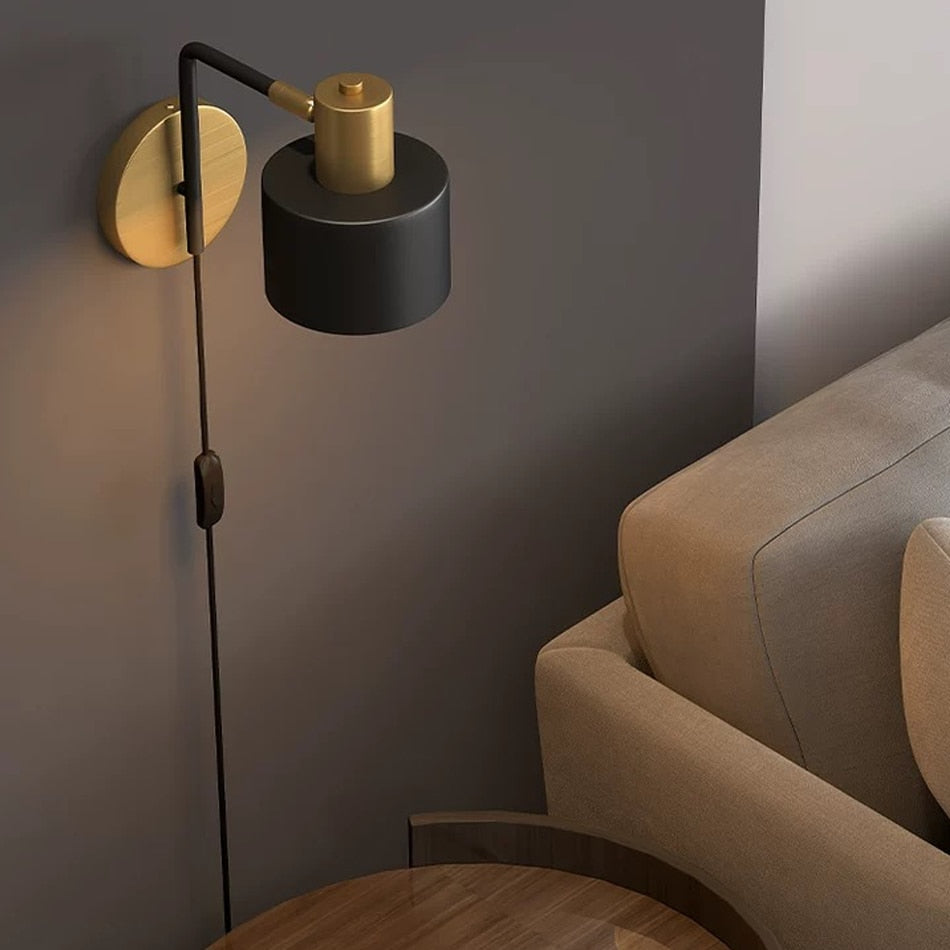 Applique murale LED noir et laiton doré Aveiro - vue 2 sur 7