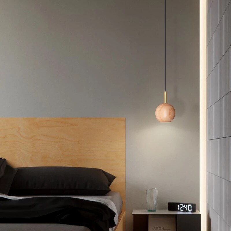 Suspension design avec abat-jour en bois arrondi Ornez - vue 4 sur 7