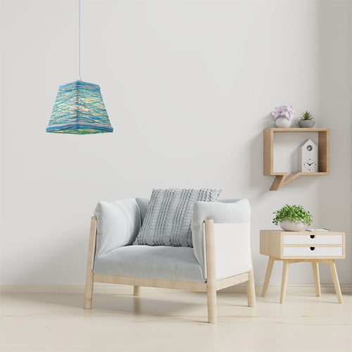 Suspension moderne LED abat-jour en rotin Sevyn - vue 3 sur 6