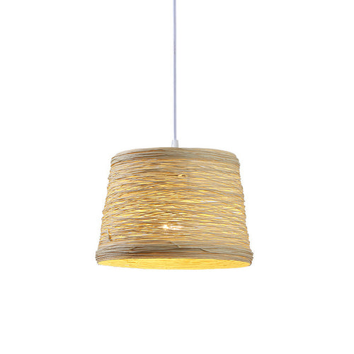 Suspension moderne LED abat-jour en rotin Sevyn - vue 6 sur 6
