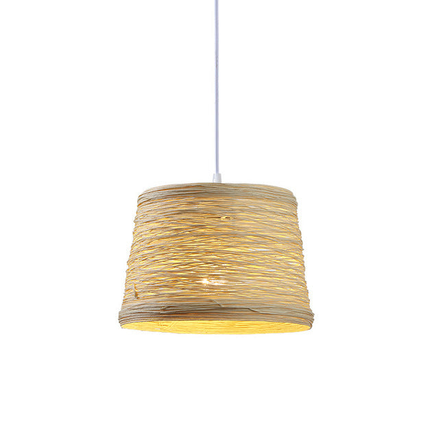 Suspension moderne LED abat-jour en rotin Sevyn - vue 5 sur 6