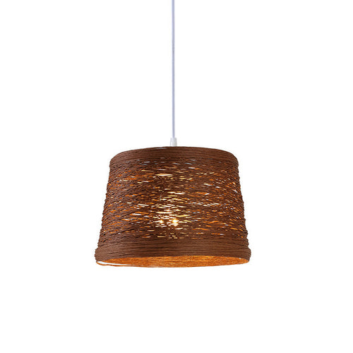 Suspension moderne LED abat-jour en rotin Sevyn - vue 4 sur 6