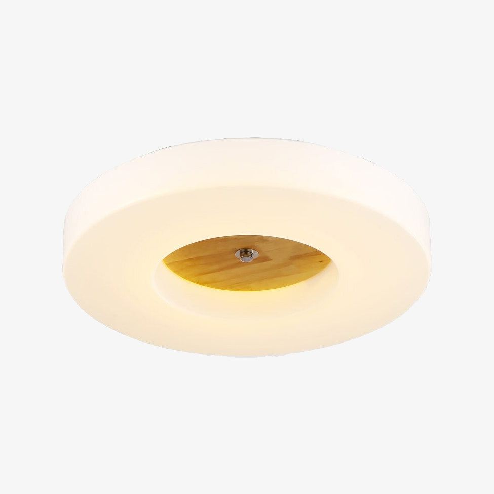 Plafonnier scandinave rond avec le milieu en bois Verena