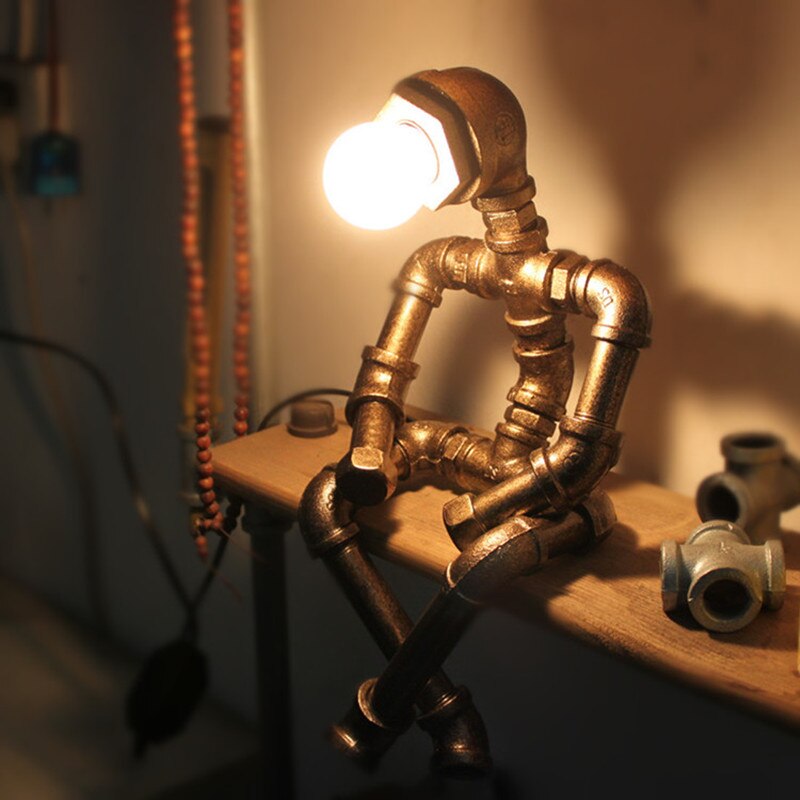 Lampe à poser industrielle LED figure robotique métallique Nile - vue 7 sur 15
