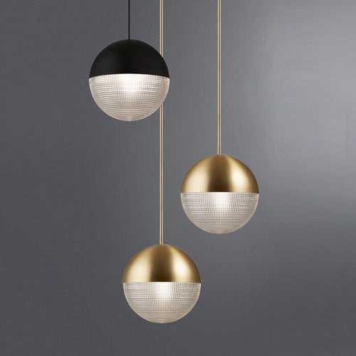 Suspension en verre et métal en forme de boule Reed - vue 6 sur 6