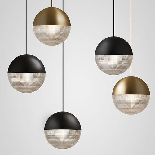 Suspension en verre et métal en forme de boule Reed - vue 4 sur 6