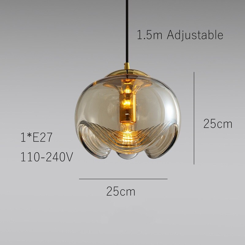 Suspension design avec abat-jour en verre original Janice