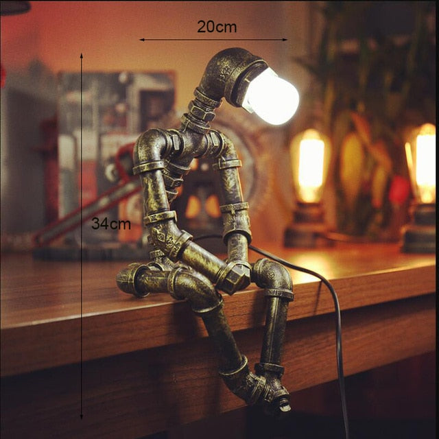 Lampe à poser industrielle LED figure robotique métallique Nile - vue 14 sur 15