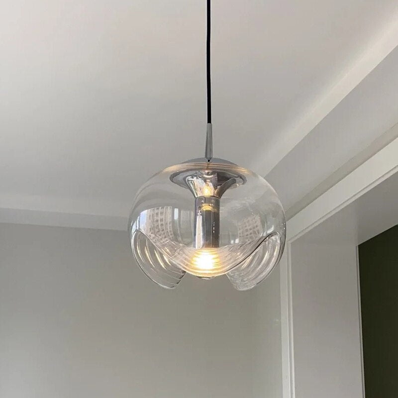 Suspension design avec abat-jour en verre original Janice