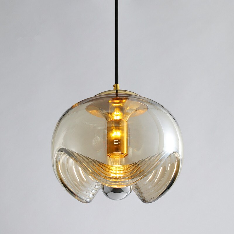 Suspension design avec abat-jour en verre original Janice