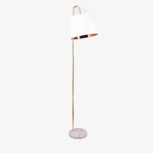 Lampadaire design LED en marbre avec abat-jour conique doré